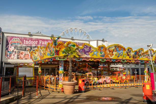 Clacton-on-sea, Essex, UK  March 20 2024. Merry go round fairground ride on Clacton pier