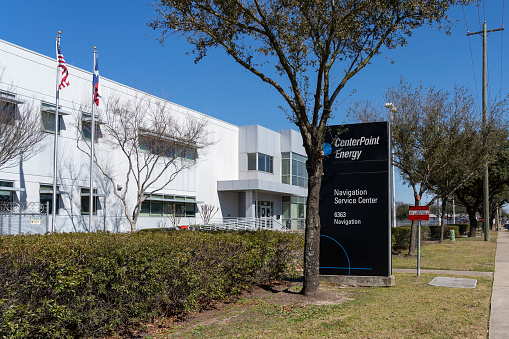 Houston, Texas, USA - February 27, 2022: CenterPoint Energ Navigation Service Center in Houston, Texas, USA. CenterPoint Energy, Inc. is an American energy delivery company.