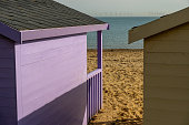 A pair pf coastal beach huts