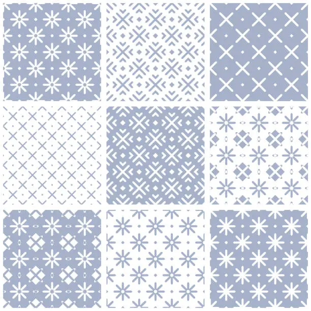 Vector illustration of Set of Abstract Seamless Geometric Patterns.