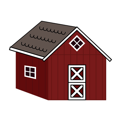 Vector wooden farm barn house sign icon. Isolated cartoon illustration of red cross boards house on white background