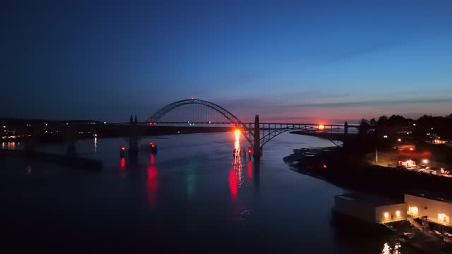 Evening Bridgeview of Yaquina Bay Bridge Oregon Coast