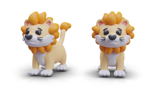 istock Zoo collection. Realistic African cute lion in different positions 2125946279