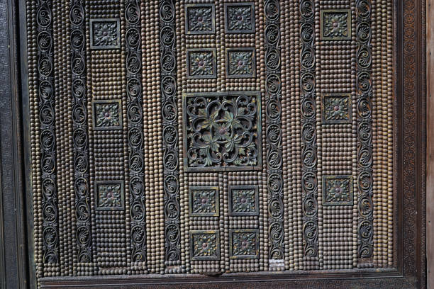 Beautiful wood carving, handmade door in muslim oriental style. Exploring arabic countries.