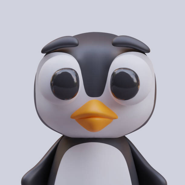 istock Portrait of cute penguin on gray background in realistic style 2125967961
