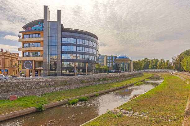 Orbis Design Hotel Paracin Paracin, Serbia - October 06, 2023: Modern Building Orbis Design Hotel at River Crnica in Town Centre Autumn Day. orbis stock pictures, royalty-free photos & images