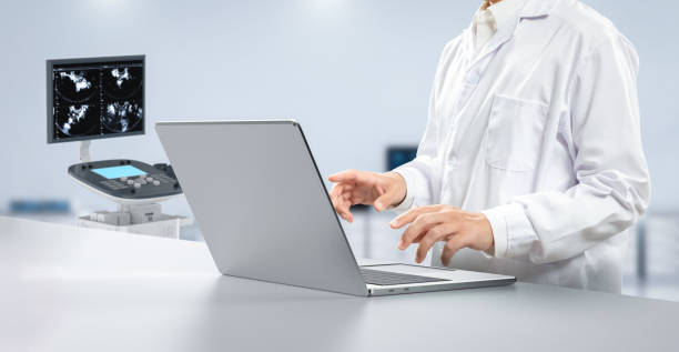 istock Ultrasound machine with sonographer in laboratory 2126218212