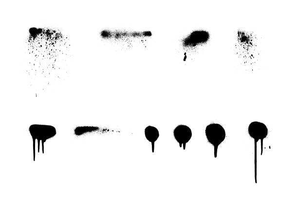 istock Graffiti drawing splashes and lines with drips. Spray paint set. Spray painted dots and splashes.  Street art splashes and spots. 2126219303