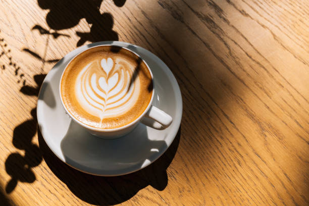 istock Top view of hot coffee latte cappuccino 2126220775