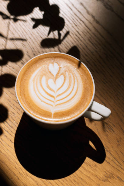 istock Top view of hot coffee latte cappuccino 2126220776
