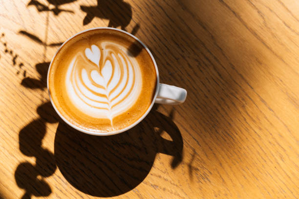 istock Top view of hot coffee latte cappuccino 2126220783