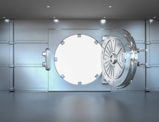 istock Bank vault opened with deposit boxes inside 2126221042