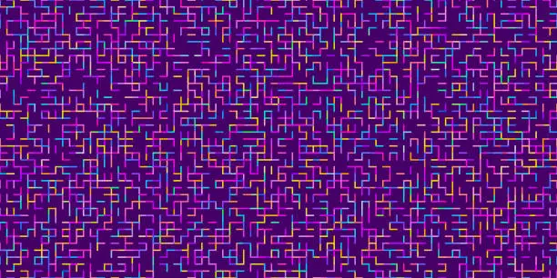 Vector illustration of Seamless geometric pattern with random maze or labyrinth