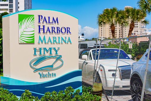 West Palm Beach, FL, USA - March 24, 2024: Stock photo Palm Harbor Marina West Palm Beach