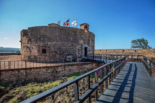 Puerto Plata, Dominican Republic - March 09, 2024: San Felipe Fort in Puerto Plata, Dominican Republic. Fortification fortress on the North coast of the Dominican Republic.