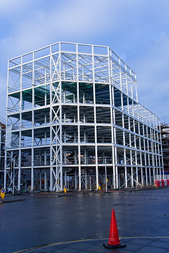 Steelwork erected for new office development in city UK