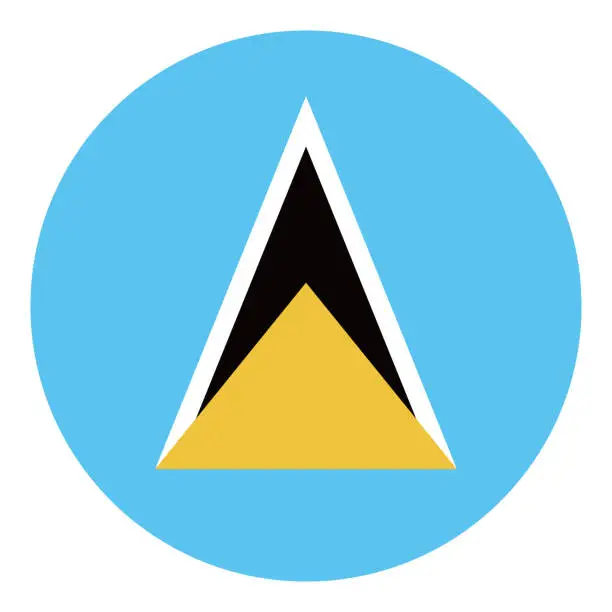 Vector illustration of Saint Lucia flag. Button flag icon. Standard color. Round button icon. The circle icon. Computer illustration. Digital illustration. Vector illustration.