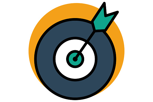 goal icon. arrow with circle. icon related to action plan, business. flat line icon style. business element illustration