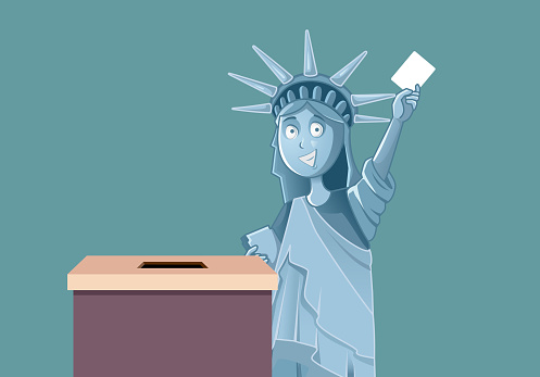 American citizen casting a vote in the upcoming electoral race