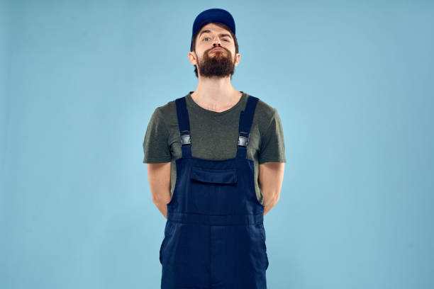 istock Man in working uniform emotions in life delivery service work 2126664803