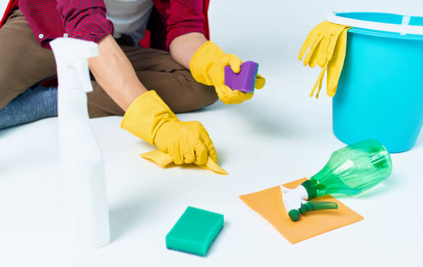 istock Cleaner housework detergent bucket rubber gloves service 2126677078