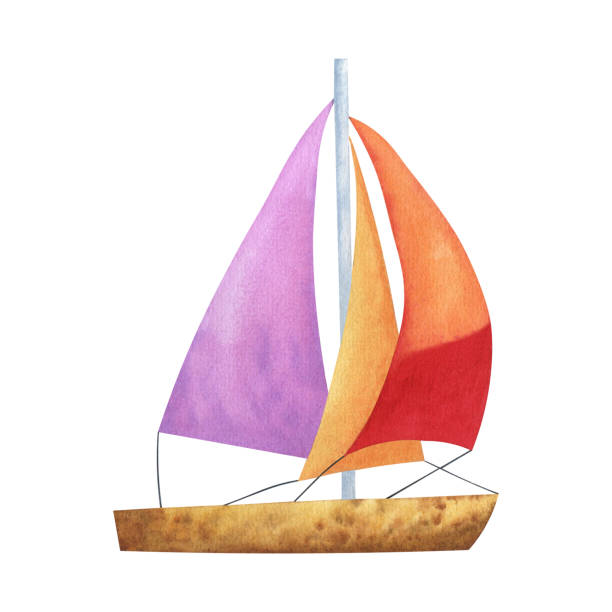 istock Sailing boat illustration painted in watercolor. Isolated on a white background 2126709926