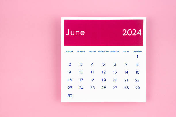 istock Calendar page June 2024 on pink background. 2126755323