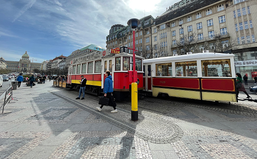 Vienna, Austria - November 7, 2015: woman is driving tram in Vienna in Austria