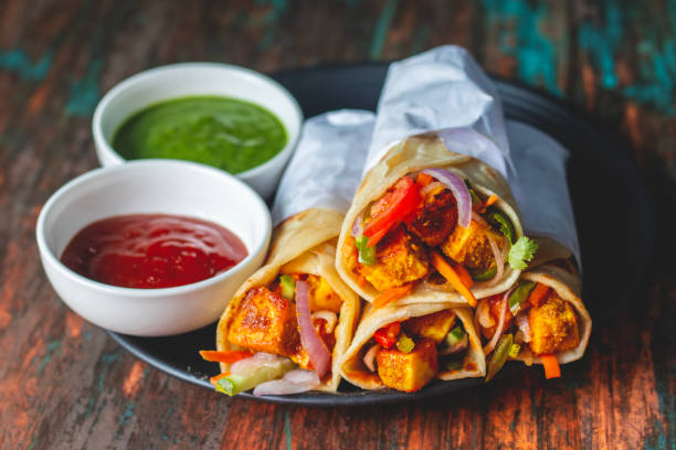 istock selective focus of Indian food 