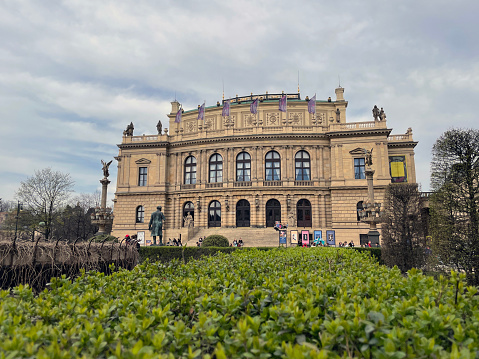 Prague, Czech Republic - March 27, 2024: Rudolfinum concert hall in Prague, Czech Republic on Jan Palach Square on the bank of the river Vltava.