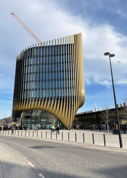 Prague, Czech Republic - March 27, 2024: New project of the building complex Masaryčka, architecture by the world-famous Zaha Hadid studio.