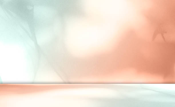 istock Green Orange Abstract Background Studio Foom Gradient Pastel Podium Floor Wall Table Product Cosmetic Beuty Presentation, Mockup Valentine, Shadow Leaf Backdrop blur Cement Shelf Scene Stage Beige. 2126821866