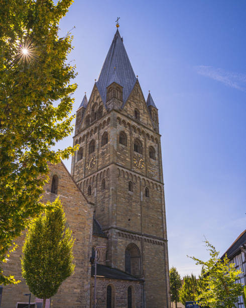 istock A church tower with a blue sky. 2126873941