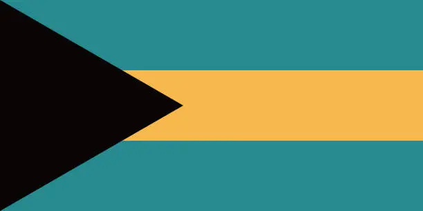 Vector illustration of Bahamas flag. Standard size. The official ratio. A rectangular flag. Standard color. Flag icon. Digital illustration. Computer illustration. Vector illustration.