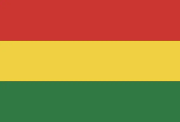 Vector illustration of Bolivia flag. Standard size. The official ratio. A rectangular flag. Standard color. Flag icon. Digital illustration. Computer illustration. Vector illustration.