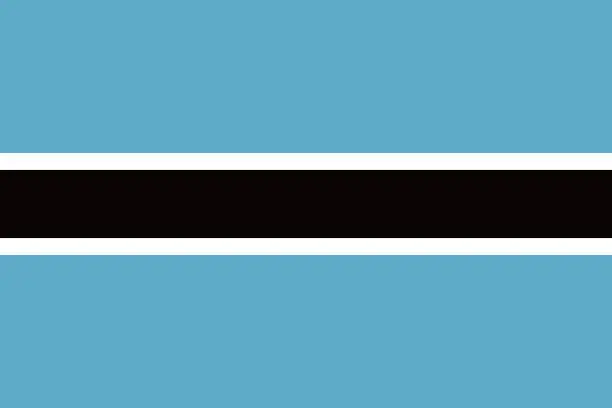 Vector illustration of Botswana flag. Standard size. The official ratio. A rectangular flag. Standard color. Flag icon. Digital illustration. Computer illustration. Vector illustration.