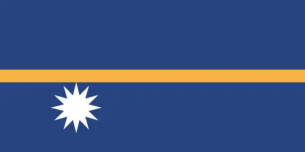 Vector illustration of Nauru flag. Standard color. Standard size. A rectangular flag. Icon design. Computer illustration. Digital illustration. Vector illustration.