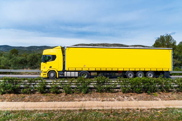 Truck and trailer isolated on white background with clipping path