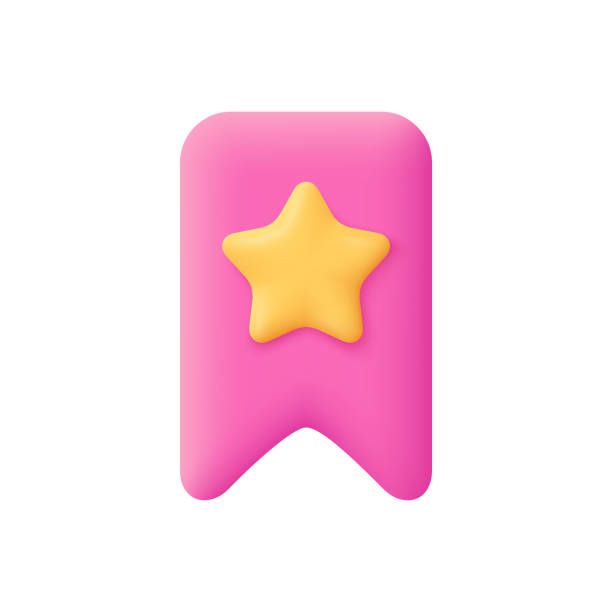 istock Bookmark or game badge with star. 3d vector icon. Cartoon minimal style. 2127060554