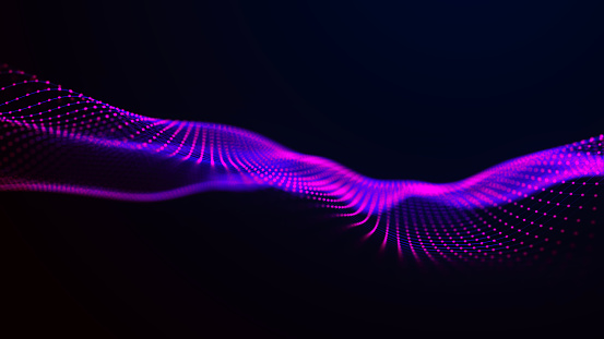 Technology background. Abstract digital particle wave. Futuristic dotted wave. Network connection structure. 3D rendering