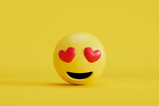 istock Emoji with heart eyes on yellow background 2127093036