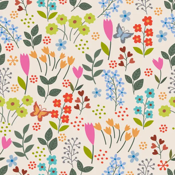 Vector illustration of Floral seamless pattern .