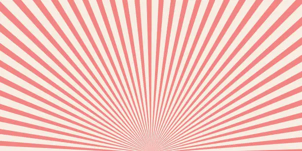 Vector illustration of Retro background with rays or stripes in the center. Sunburst or solar burst retro background. Starburst abstract background. Vector illustration