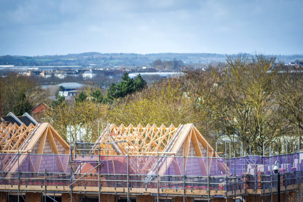 istock Construction aparments building site in england uk. 2127215628