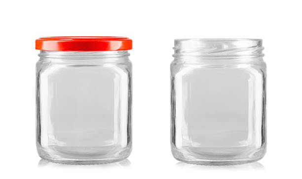 istock Two empty jars with red lid. Conservation utensils. Isolated on a white background. 2127240499