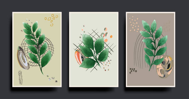 istock Hand draw Organic shape design for wall framed prints, canvas prints, poster, watercolor Flower and abstract wall arts vector. classic antique cards design for VIP invite, 2127241539