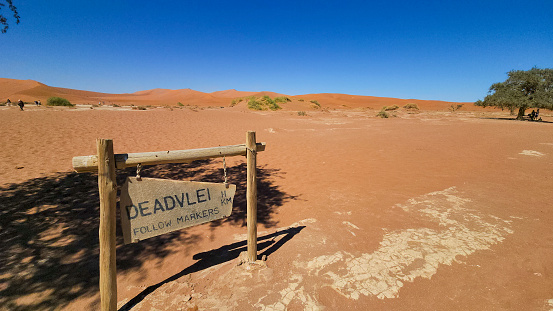 Clear sky over the dry arid land of Namib desert, Namibia