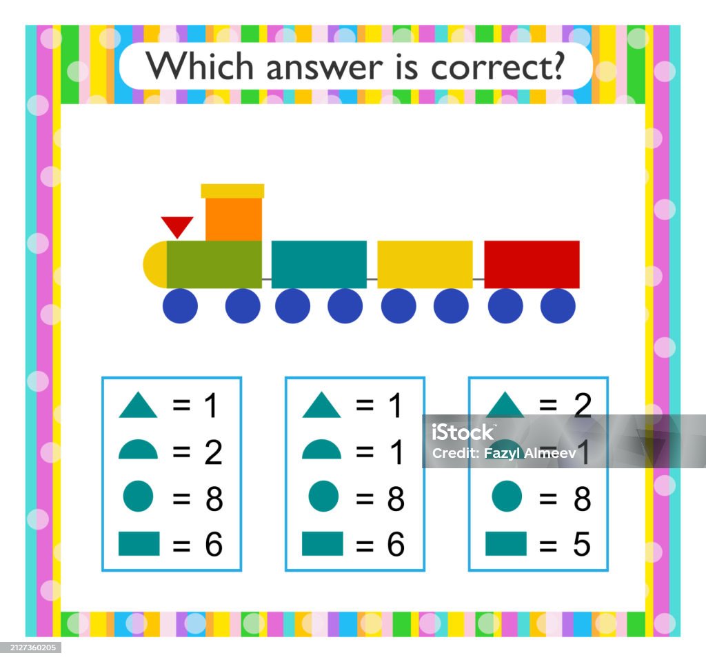 Easy Train Math Math Activity For Kids Cartoon Train Stock Illustration - Download ...