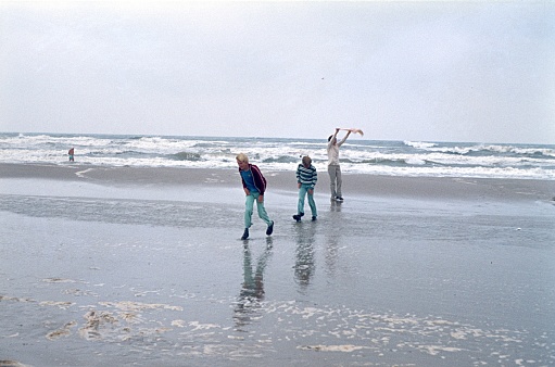 Lower Saxony, North Sea coast, Germany, 1976. Family trip to the sea.