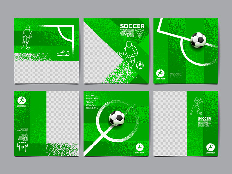 Soccer bannerTemplate set , Football banner, Square , Sport layout design, vector ,social template background